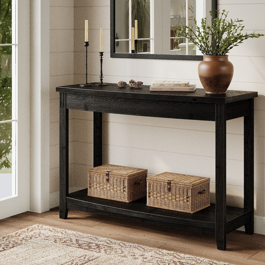 Solid Wood Console Table, 41.3" Entryway Table with Storage Shelf