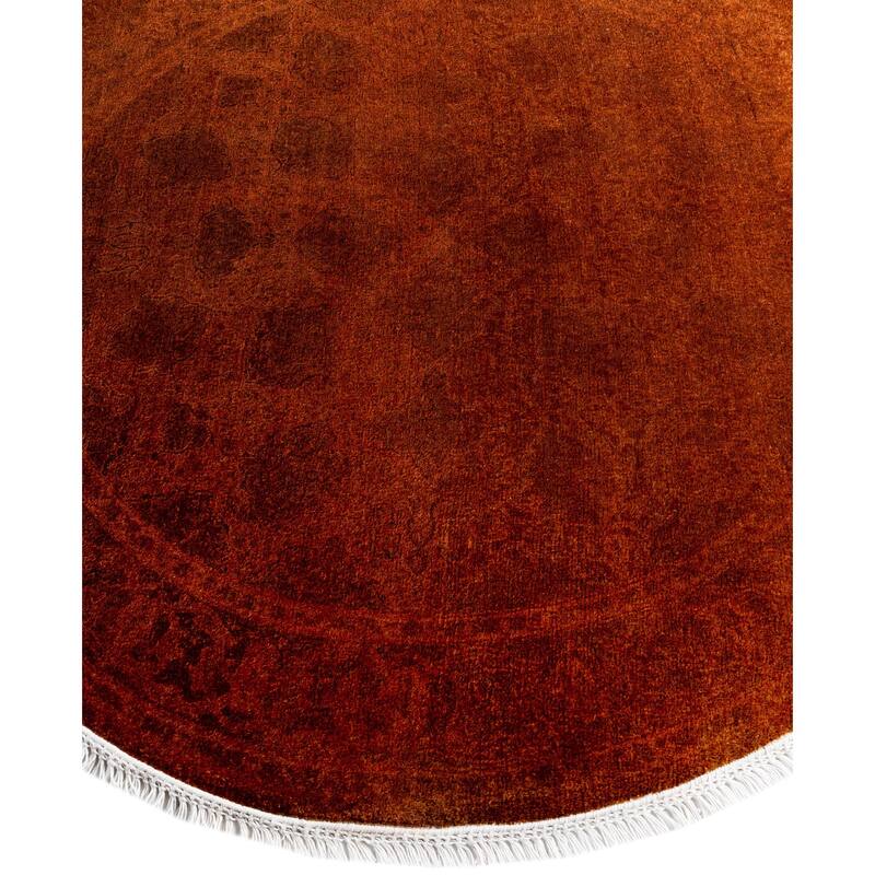 Overdyed One-of-a-Kind Hand-Knotted Area Rug - Orange - 4' 1" x 4' 1"