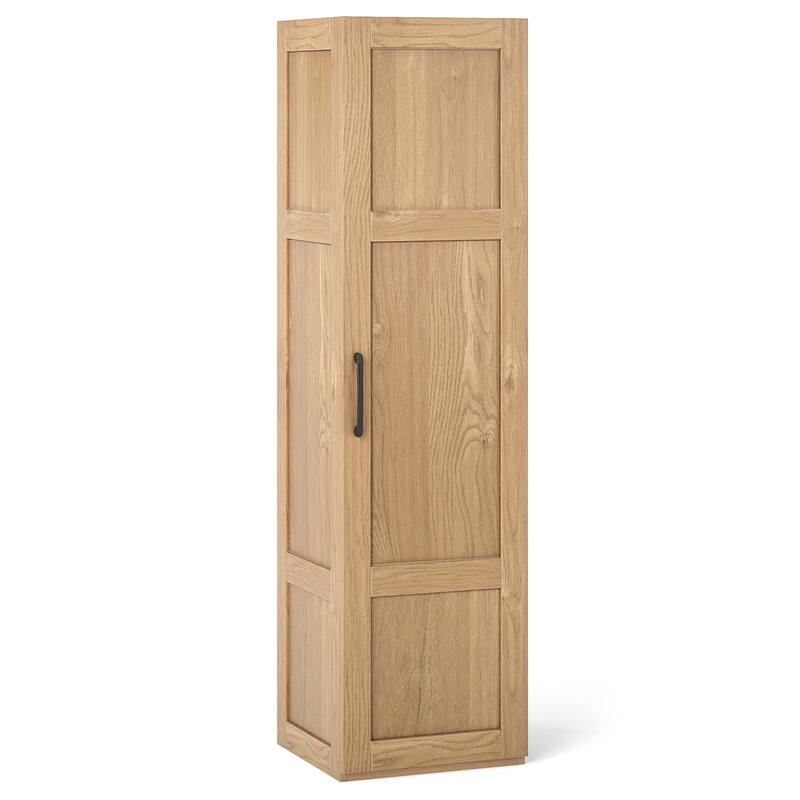 Gymax Tall Storage Cabinet Narrow Farmhouse Freestanding Floor Cabinet - Natural - Natural Finish