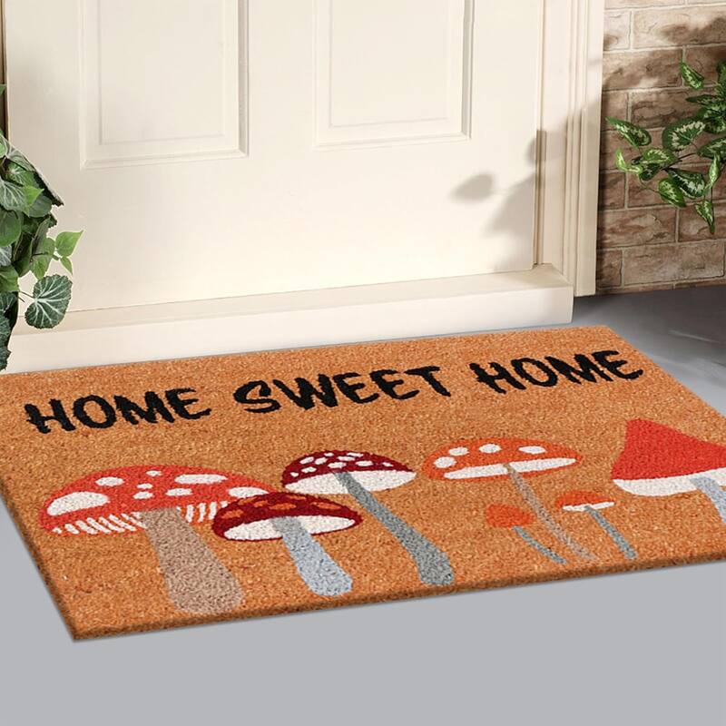 A1HC Natural Coco Coir Door Mat with Heavy Duty Non-Slip PVC Backing - 18" x 30" - Easy to Clean