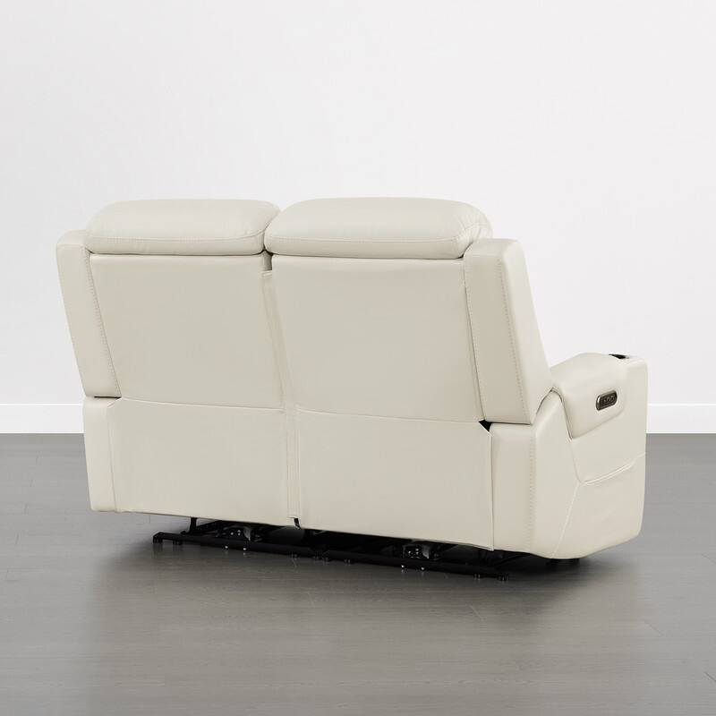 Spruce & Spring Genuine Leather Power Reclining Sofa with Wireless Charging