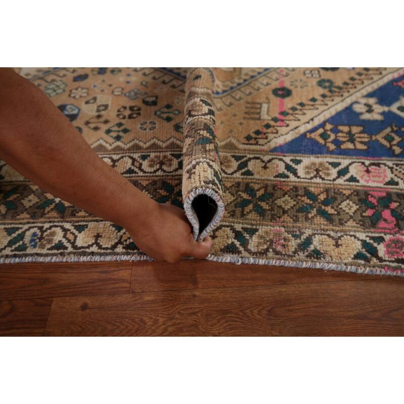 Orange Bakhtiari Persian Vintage Area Rug Handmade Wool Carpet - 5'1" x 9'9"