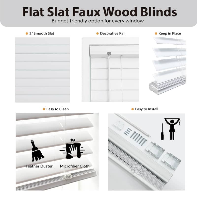 2-inch White Cordless Plantation Vinyl Blind (64-inches Long)