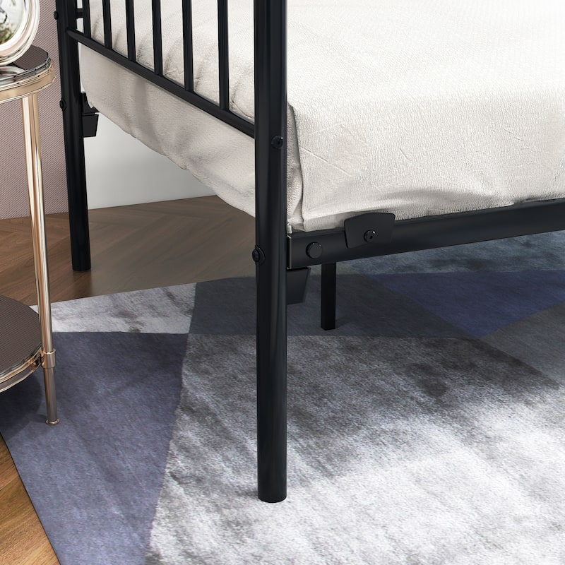 Metal Daybed Frame Multifunctional Mattress Foundation/Bed Sofa with Headboard