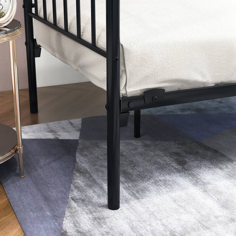 Twin Size Daybed Frame with Headboard, Heavy Duty Metal Slats Support for Bedroom Guest Room, Easy Assembly