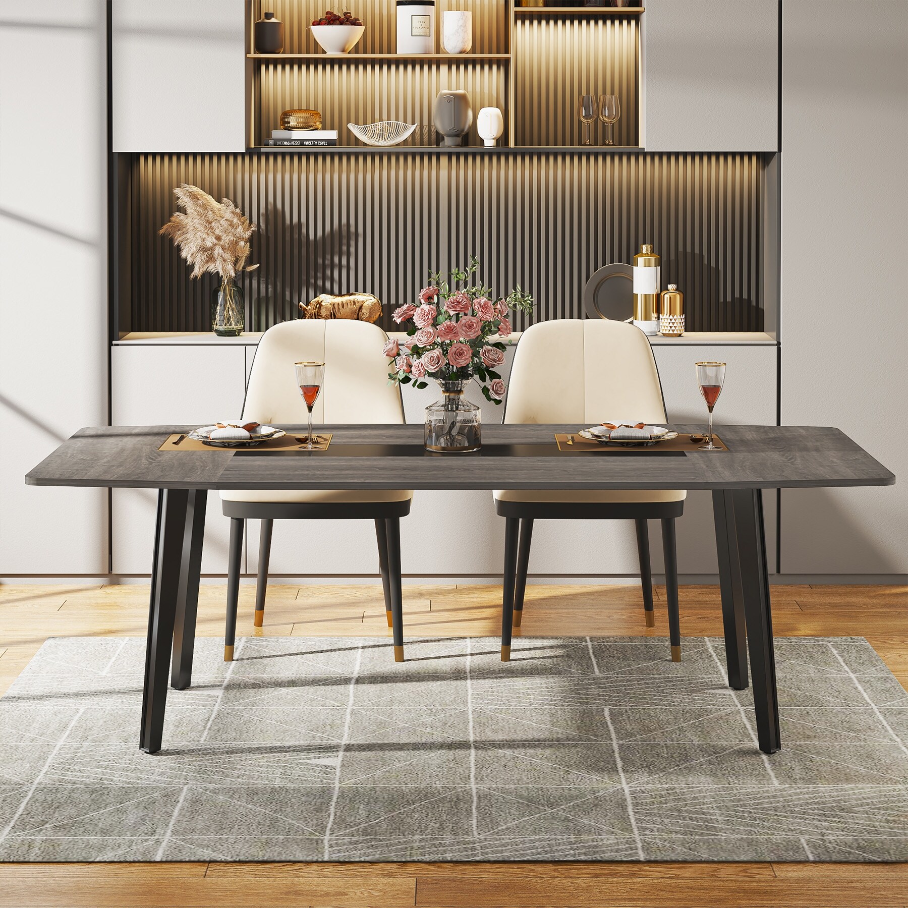 70.86 Inches Industrial Dining Table for 6 8 People On Sale