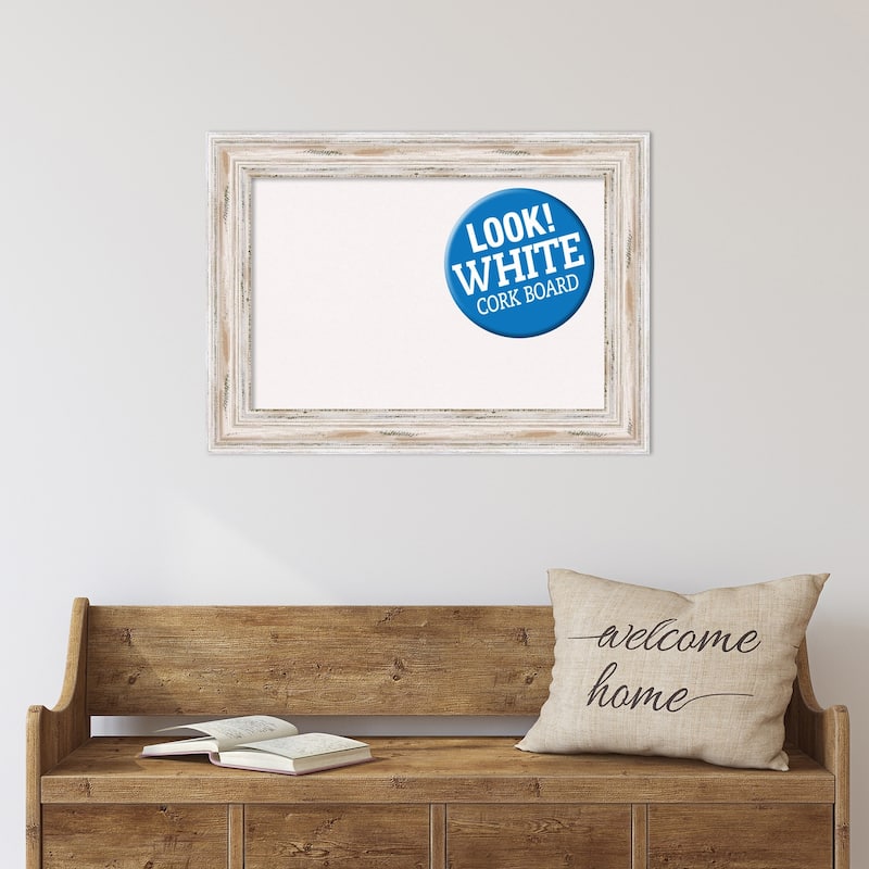 Framed White Cork Board, Alexandria White Wash