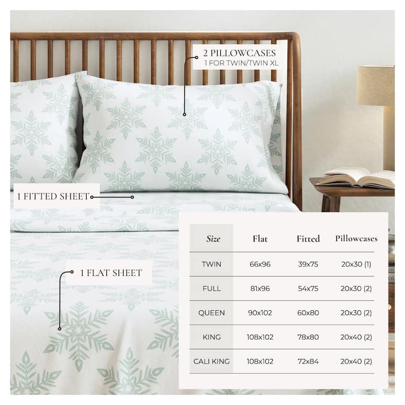 Linery & Co. Turkish Cotton Double-Brushed Printed Flannel Bed Sheet Set