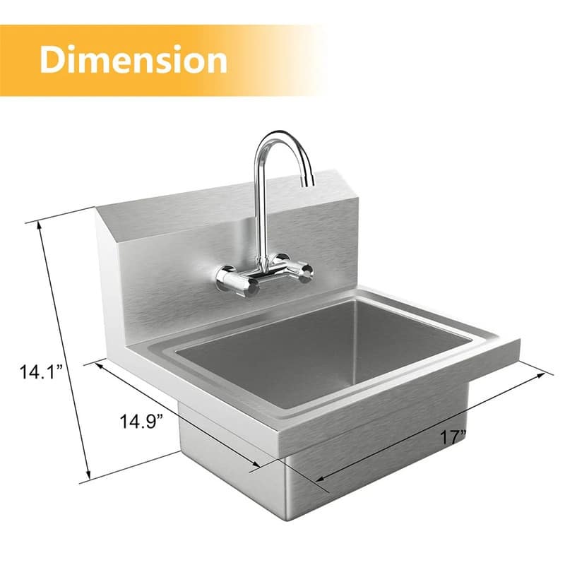 Wall Mount Stainless Steel Heavy Duty Hand Wash Sink with Faucet