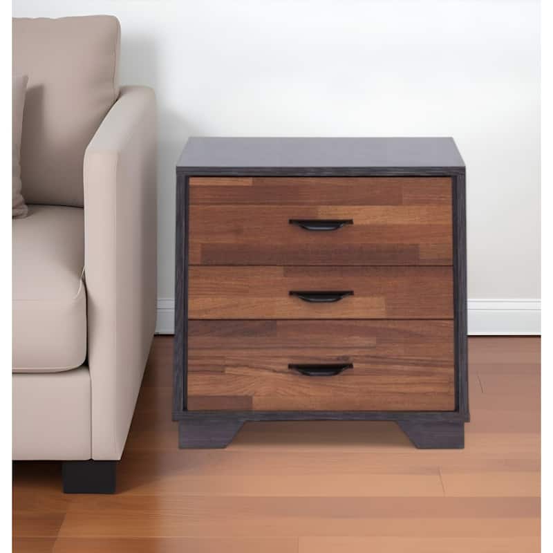 Espresso Wood 3-Drawer Contemporary Nightstand with Plastic Handles