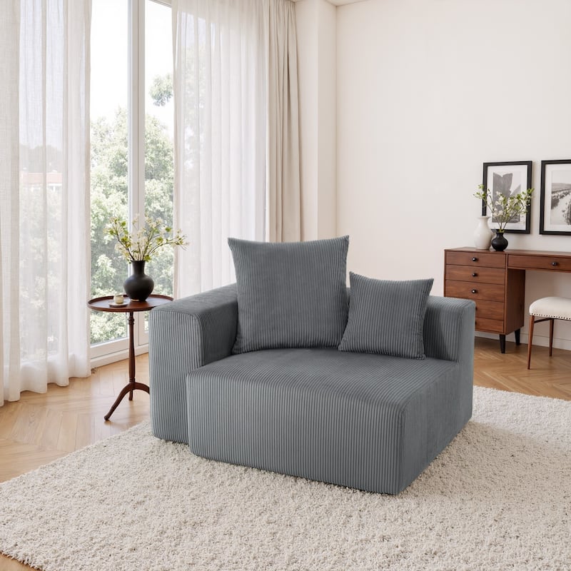 51"W Oversized Modular No Assembly Corduroy Accent Corner Chair