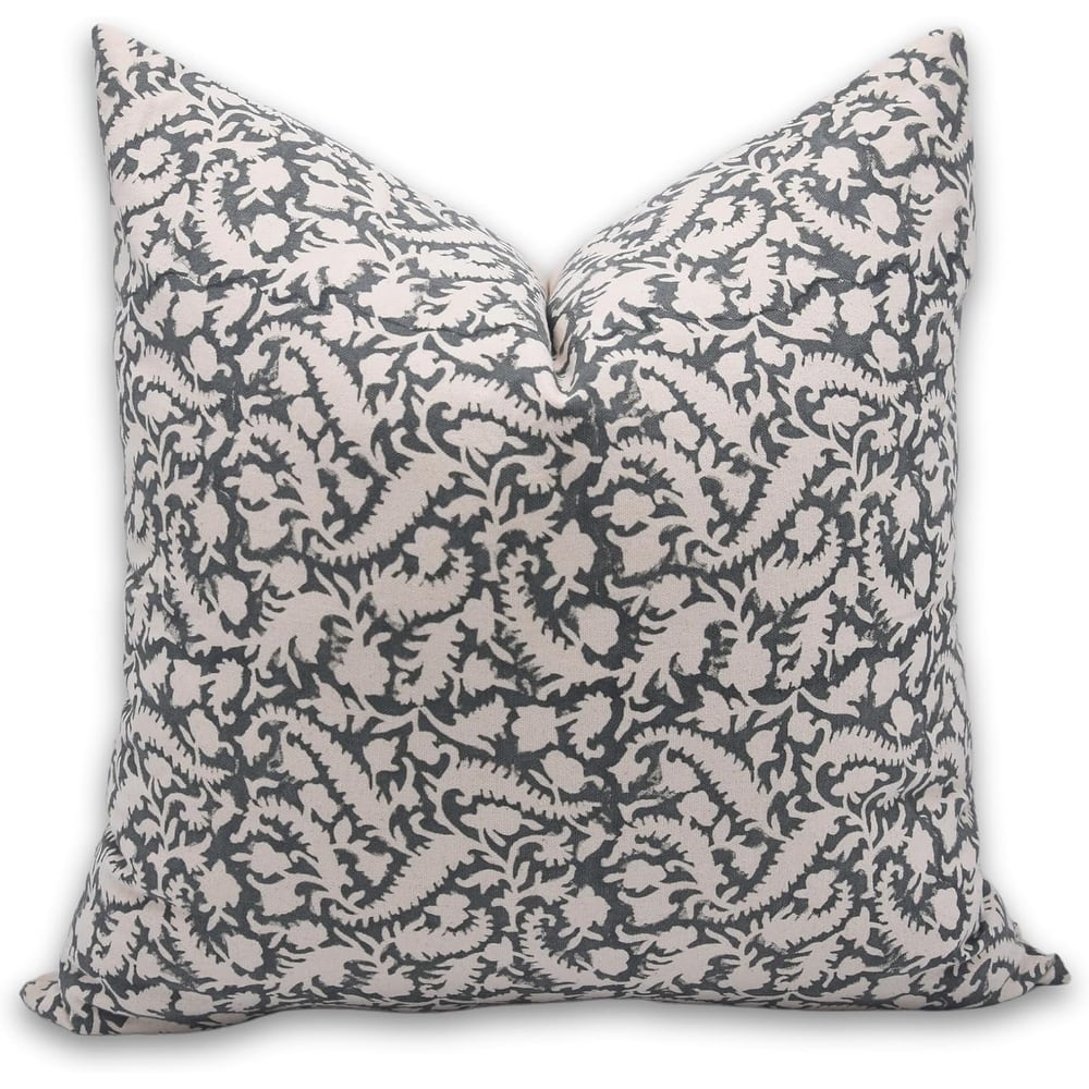 Fabdivine Cotton Black Hand Block Print Living Room, Patio Cushion Cover