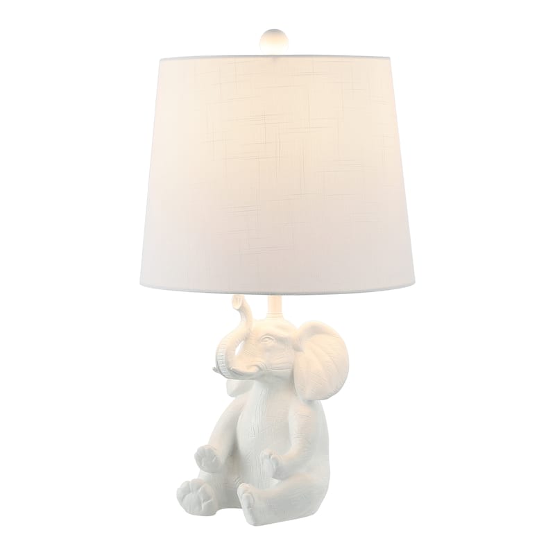 Laken 21" Modern Shabby Chic Resin/Iron Happy Elephant LED Kids' Table Lamp with Phone Stand, by JONATHAN Y
