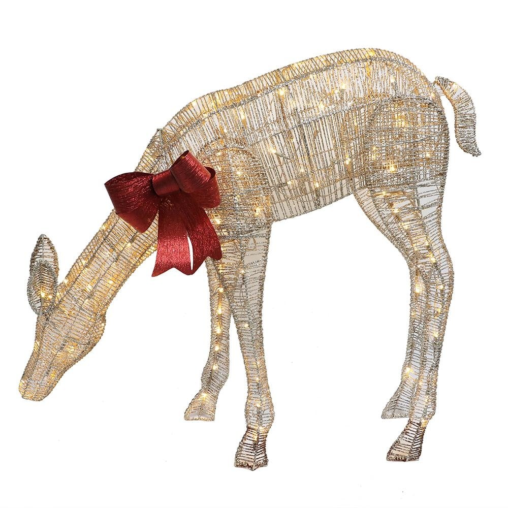 Shop 40 5 Twinkling Led Lighted Feeding Reindeer Outdoor Christmas Decoration Overstock 24020158