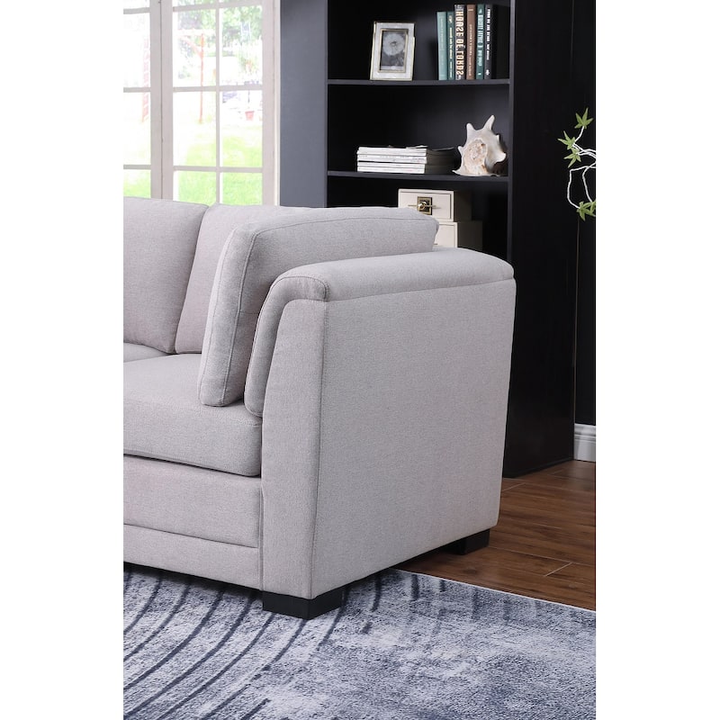 Upholstered Reversible Modular Sofa with Ottoman in Light Gray