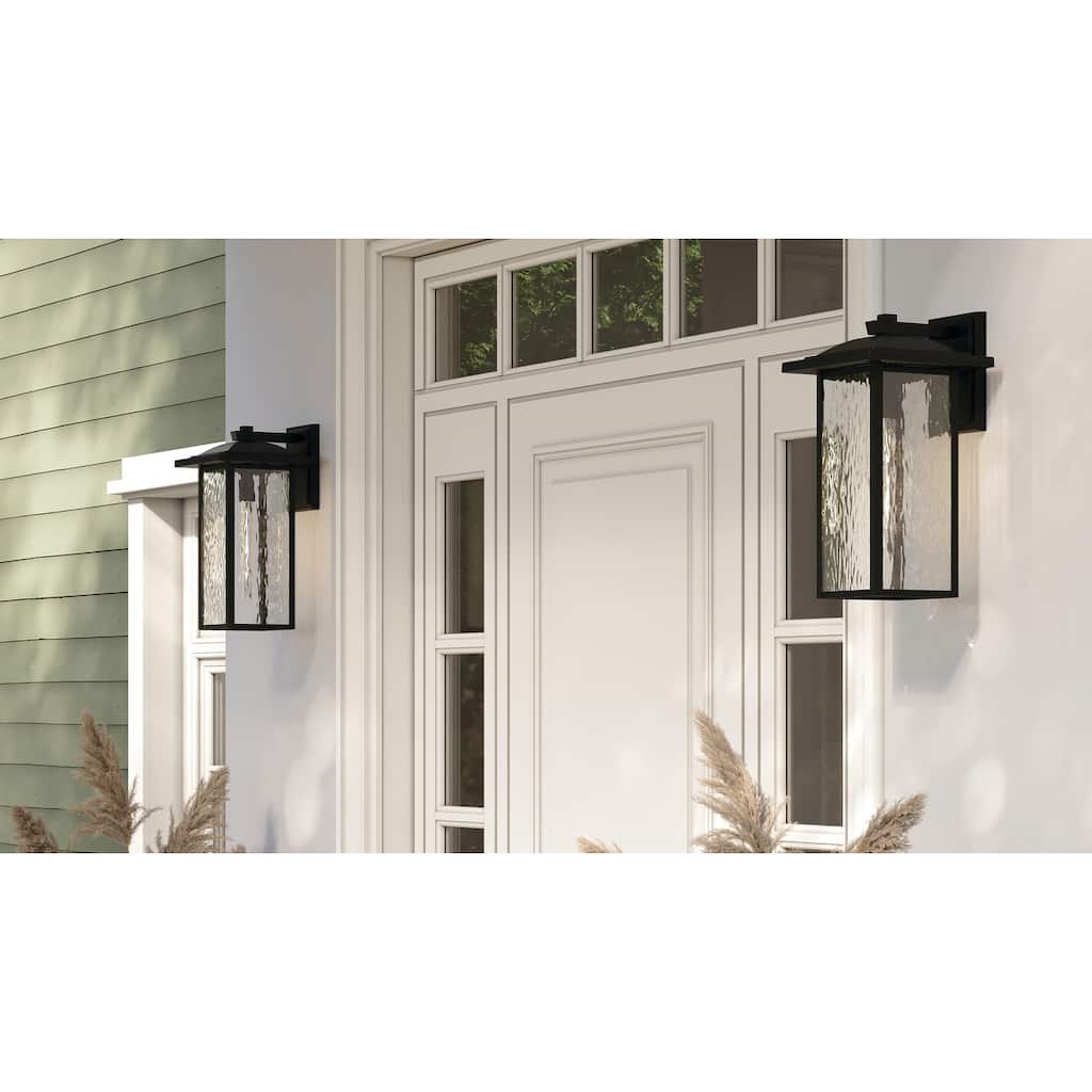 Kichler Lighting Capanna 1-Light Extra-Large Wall Light with Clear Water Glass in Textured Black