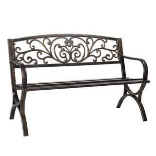 Patio 50 in. Powder Coated Iron Park Bench