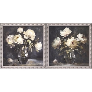 Livabliss Flores Traditional Framed Art Set of 2 - Charcoal