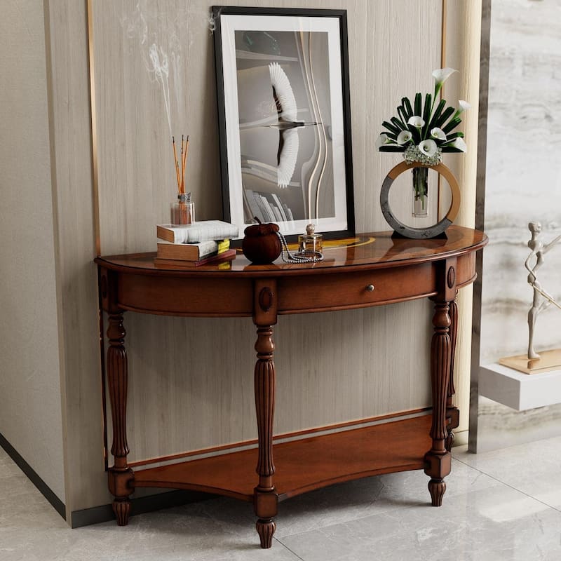 Solid Wood Coffee Table Console Table with Storage Drawer - Console Table - Sofa Table
