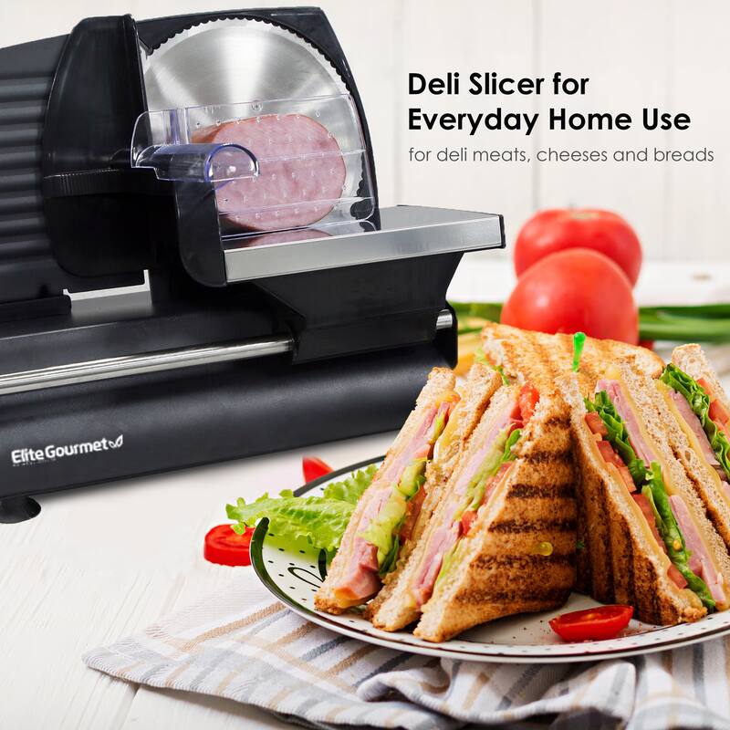 Electric Deli Food Meat Slicer, Removable Stainless Steel Blade 7.5in, Black - 16.90"