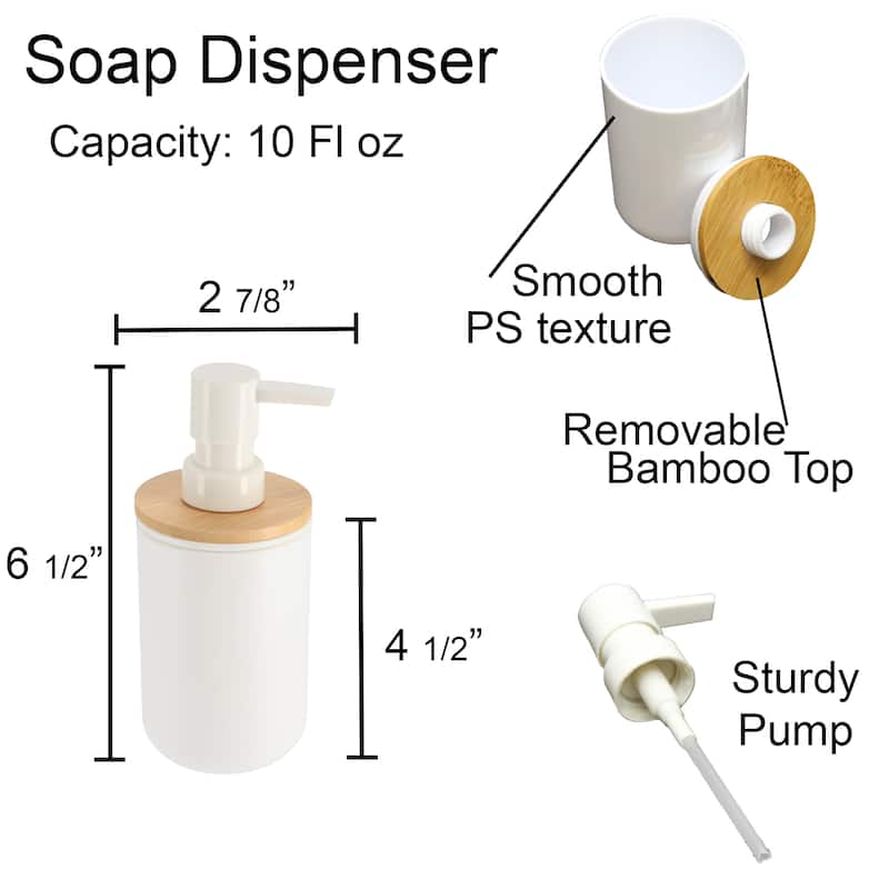 Bathroom Hand Soap & Lotion Dispenser PADANG 10 FL OZ White Bamboo - White Bamboo - 10 Fl oz