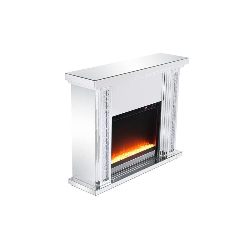 Crystal Mirrored 47.5-inch Fireplace Mantle - N/A