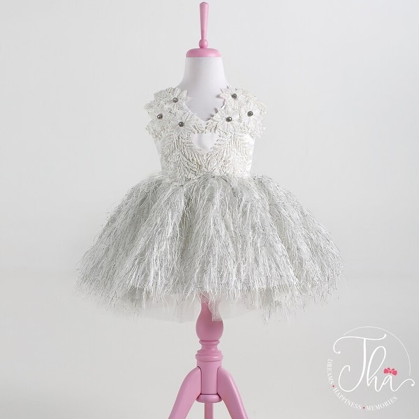 slide 2 of 4, 3D Flower Applique Designed Special Occasion Dress