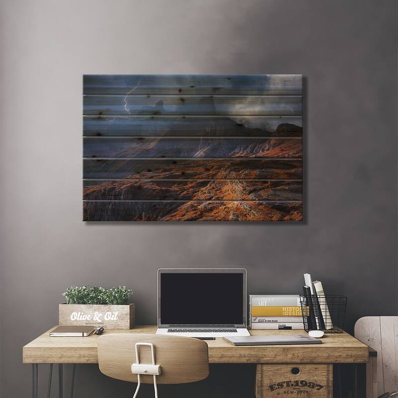 Bergwetter Print On Wood by Nicolas Schumacher - Multi-Color