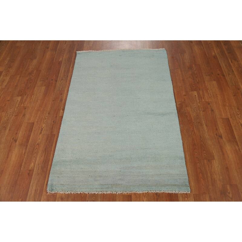Blue Gabbeh Modern Rug Hand-Knotted Wool Carpet - 2'7" x 4'1"