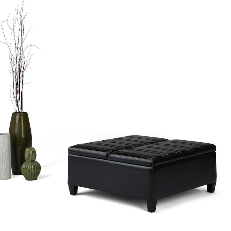 WYNDENHALL Tyler 36 inch Wide Contemporary Square Table Ottoman - Midnight Black