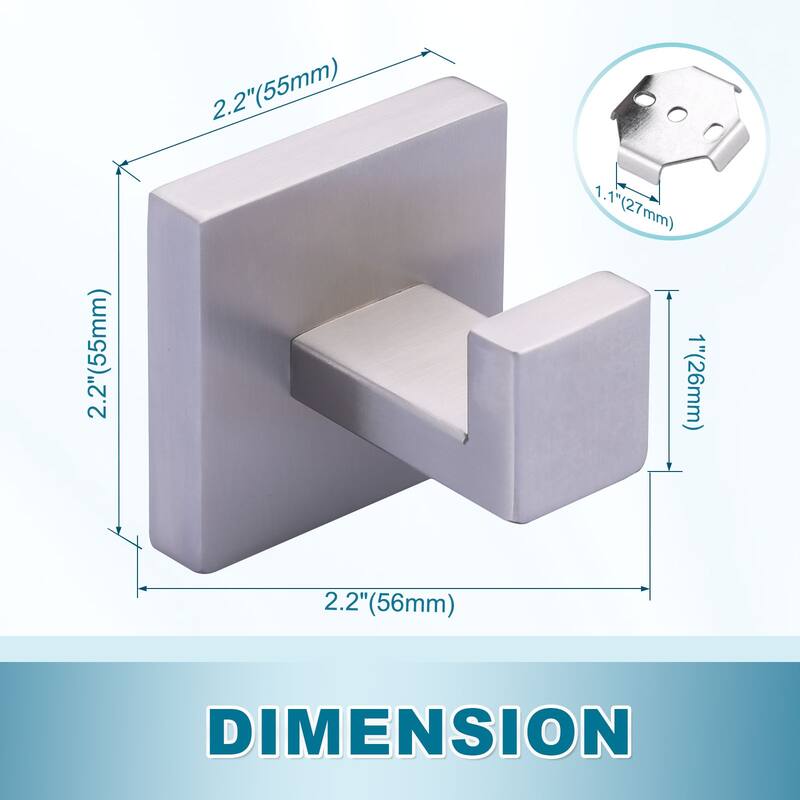 WOWOW J-Hook Wall Mount Robe/Towel Hook 4PCS