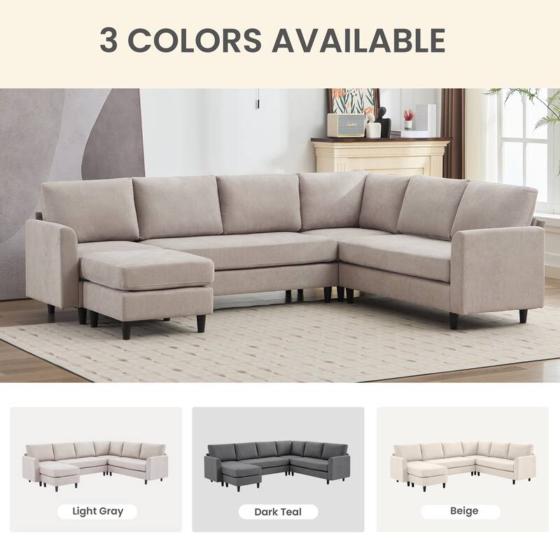 Snow Velvet Sectional Sofa