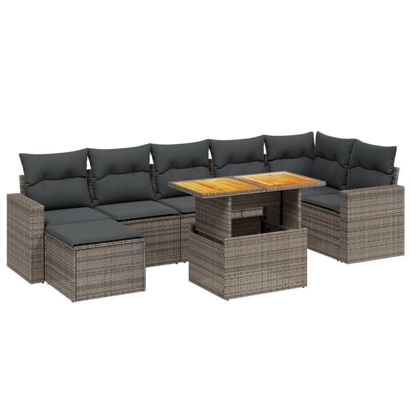 vidaXL Patio Sofa Set with Cushions Outdoor Conversation Furniture Poly Rattan - 21.7 x 39.4 x 28.7