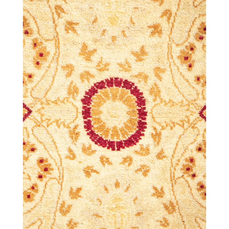 Overton Handknotted Wool Traditional Oriental Ivory Square Area Rug - 6' x 9'