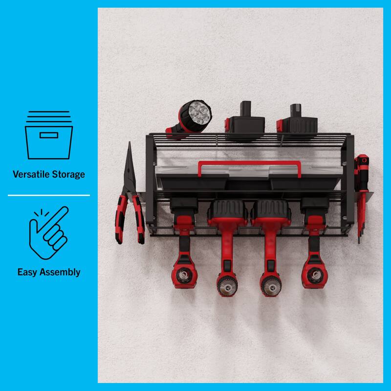 Power Tool Organizer - 3-Tier Garage Shelving Unit with 110lb Max Capacity - Wall Mount Garage Storage for Tools by Stalwart