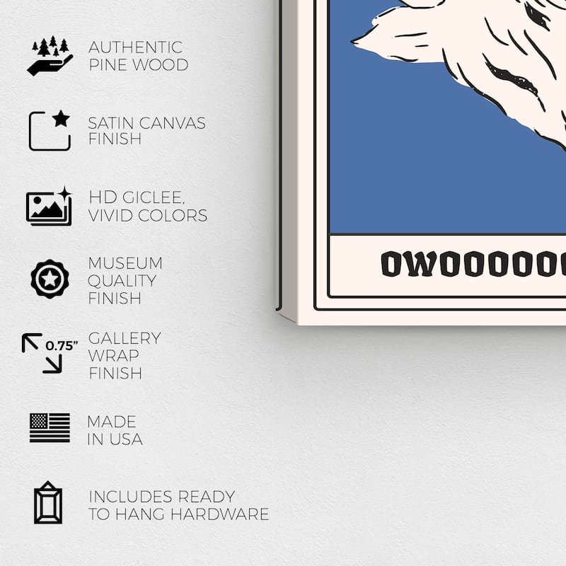Wynwood Studio Canvas Animals Warning Owooo Blue Modern & Contemporary Wall Art Canvas Print