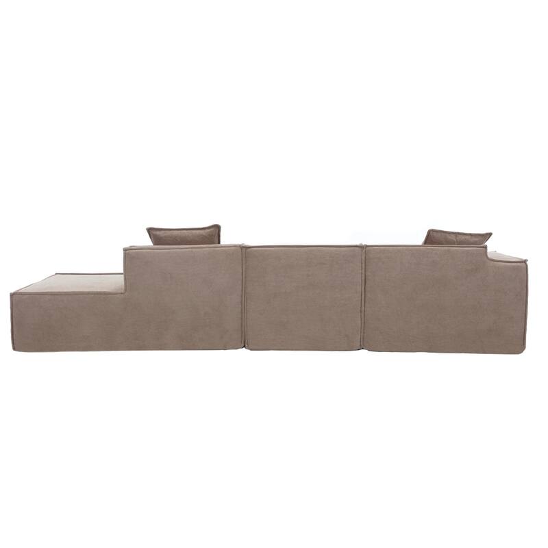 129.5" L-Shaped 4-Seater Sofa Set with Chaise