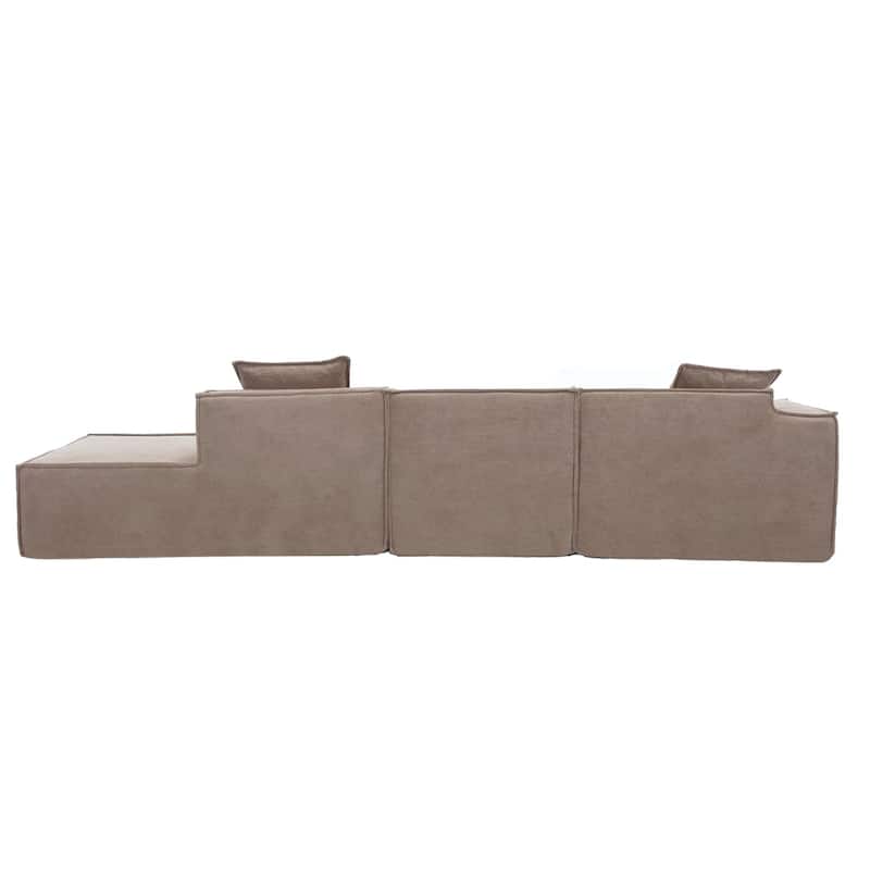129.5'' Minimalist Modular L-Shaped 4 Seater Sectional Sofa Set with Chaise, Versatile Free-Combination Design