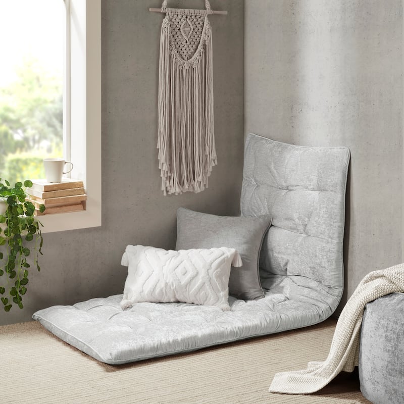 Intelligent Designs Arwen Poly Chenille Lounge Floor Pillow - Grey