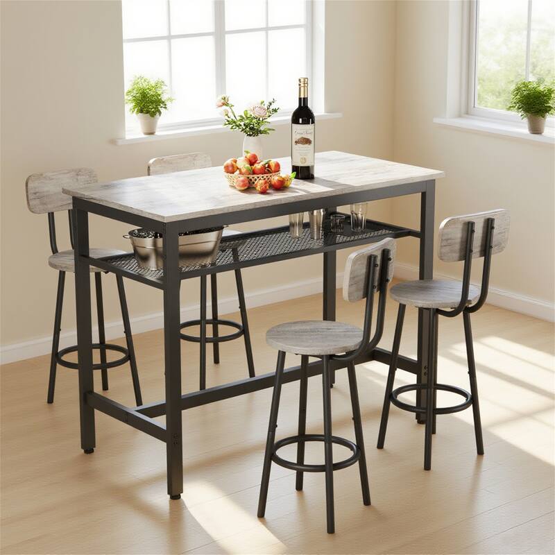 5-Piece Counter Height Bar Table Set with 4 Stools