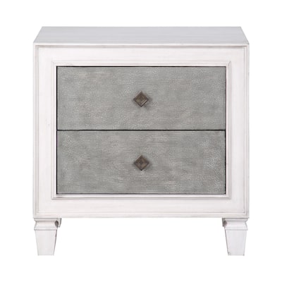 2-Drawer Nightstand in Rustic Gray and White Finish