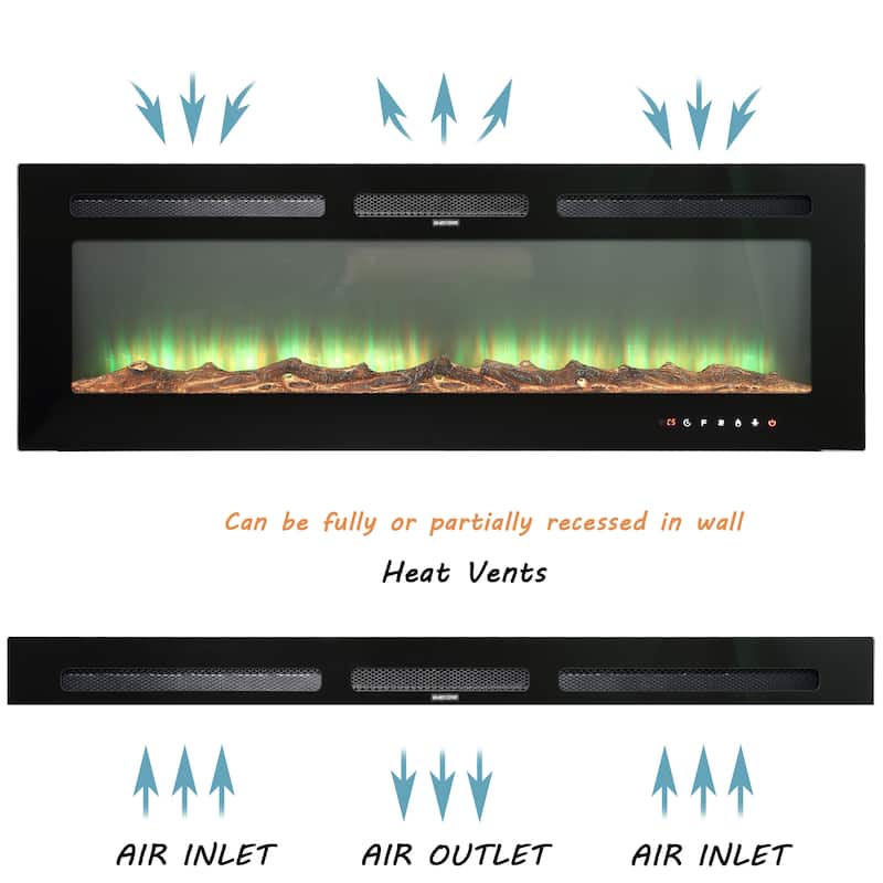 Clihome Ultra-thin Recessed Wall-Mounted Electric Fireplace
