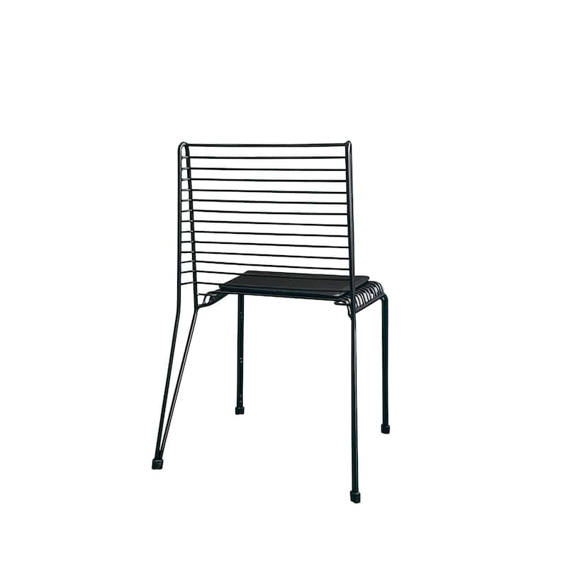 Contemporary Metal Slat Chair With Seat Pad Set of 2
