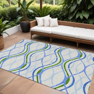 HomeRoots Abstract Transitional Rectangle Outdoor Rug