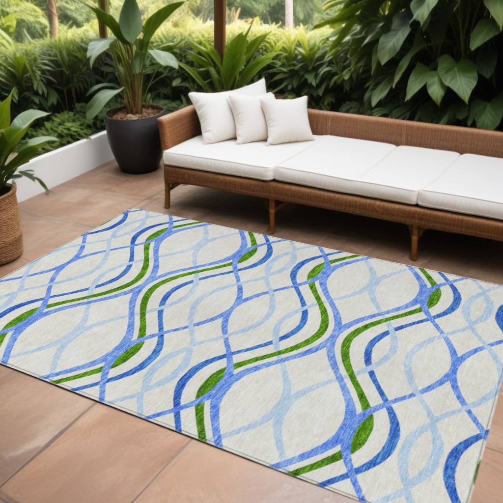 HomeRoots Abstract Transitional Rectangle Outdoor Rug