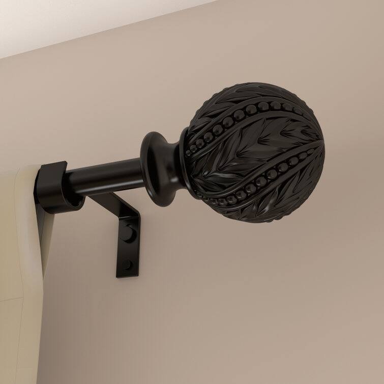 Debuono Black Adjustable Curtain Rod with Final Set - 48-84 inches