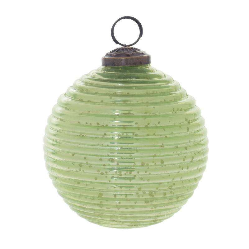 Ribbed Mercury Glass Christmas Ball Ornaments - 3.5" - Green - 6ct