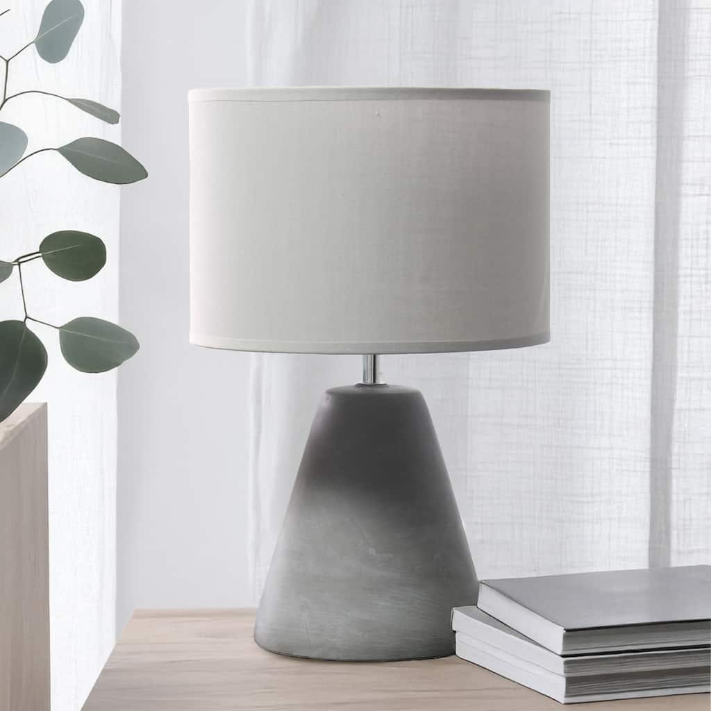 Tapered Concrete Table Lamp with Drum Shade - 14.25" - Gray