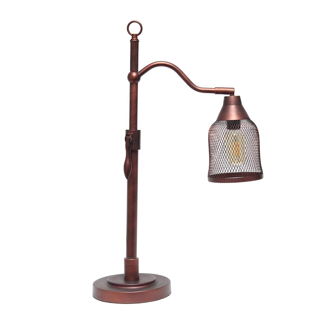 25 in. Red Bronze Finish Table Lamp with Bronze Shade, Sturdy Table Lamp for Living Rooms and Bedrooms