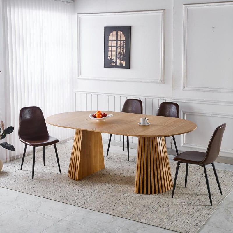 Extendable Mid-Century Modern Pedestal Table, Dining Table for 6-10 People or Large Coffee Table, 47.24-78.74"